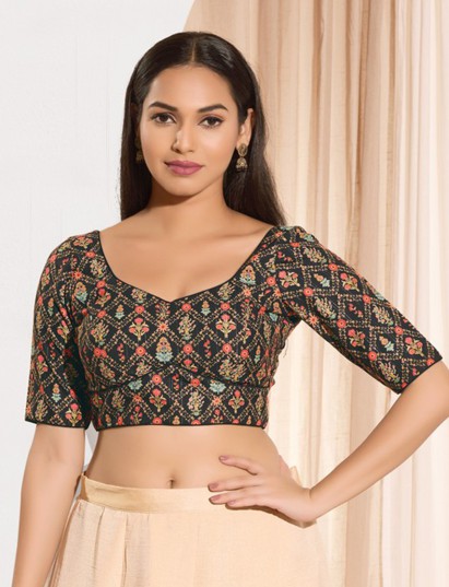 Black viscose rayon sweetheart neck blouse