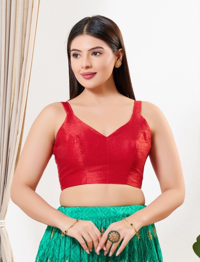 Red mulberry silk sweetheart neck blouse