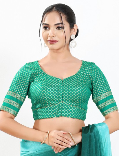 Rama green zari brocade festive blouse