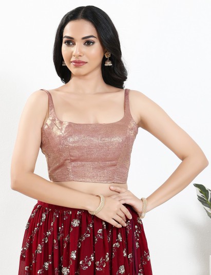 Pastel pink velvet square neck sleeveless blouse