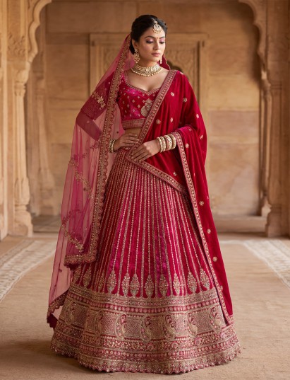 Rani pink luxury silk bridal lehenga choli