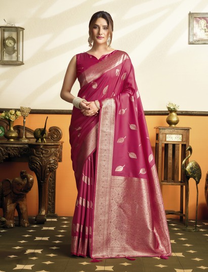 Wine soft silk saree with zari work and tassel pallu