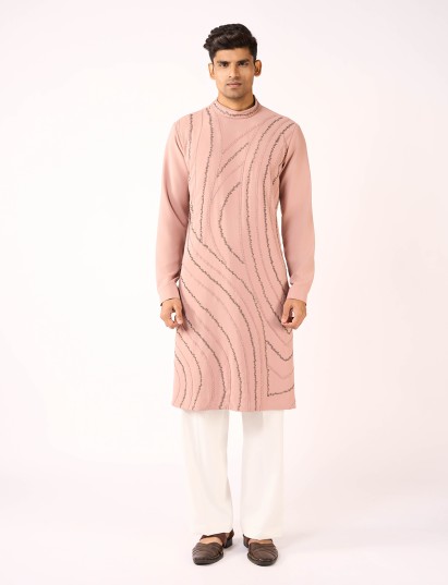 Baby pink terry rayon royal kurta pajama