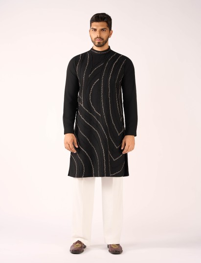 Black terry rayon luxury kurta pajama