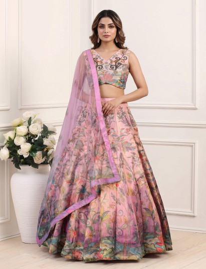 Lavender scenic pichwai georgette silk sangeet wear