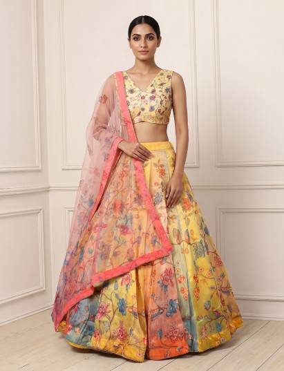 Multi colour artistic pichwai georgette silk designer lehenga
