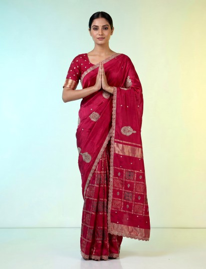 Rani dola silk designer celebration saree