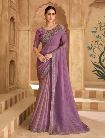 Onion pink dreamy festive saree allure