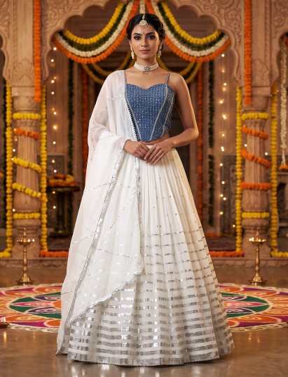 White ethereal zari shimmer wedding lehenga allure