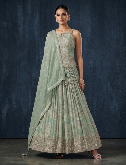 Mint green ethereal swarovski embellished lehenga fantasy