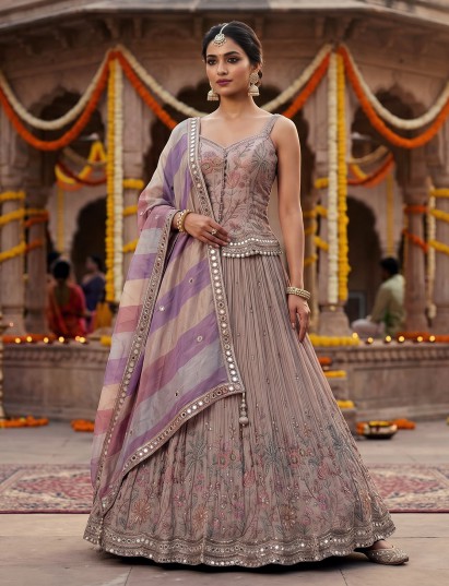 Lavender blossom lehenga with whimsical elegance