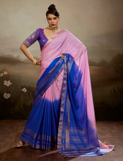 Pink radiant shaded festive saree with glamour