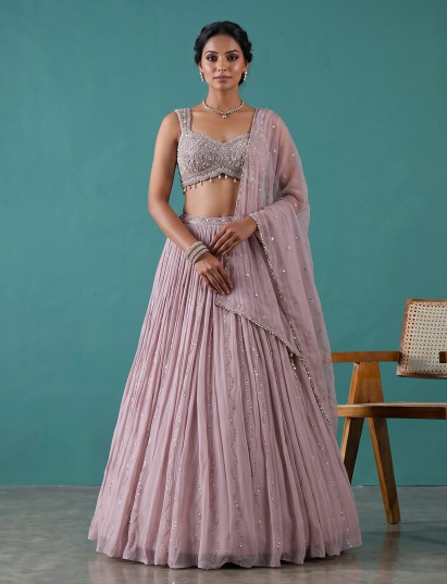 Pink soft georgette designer lehenga choli
