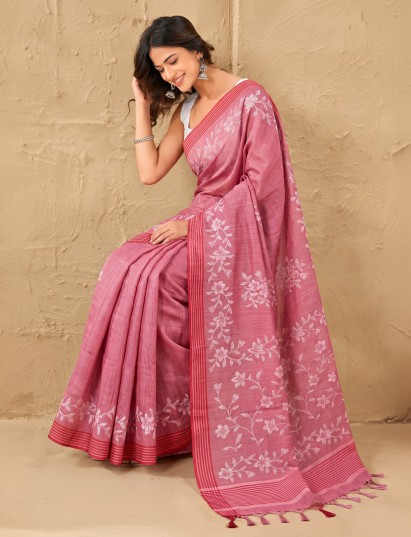 Pink floral delight saree with timeless beauty