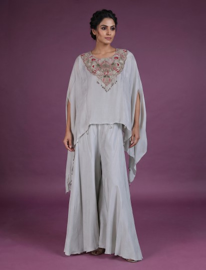 Light grey designer festive palazzo suit