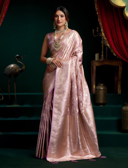 Purple banarasi silk traditional saree