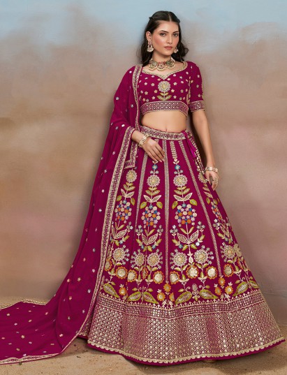 Pink soft georgette lehenga choli for wedding wear