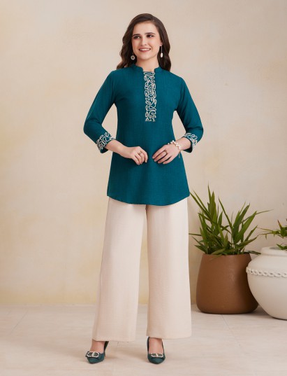 Peacock green silk co ord set festive charm