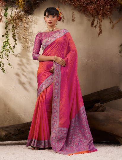 Classic red woven silk festive saree collection