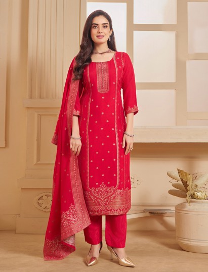 Rani pink silk festive straight salwar outfit