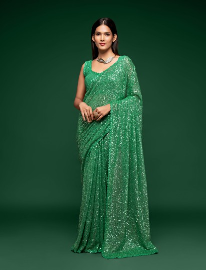 Lavish mint green occasion wear saree
