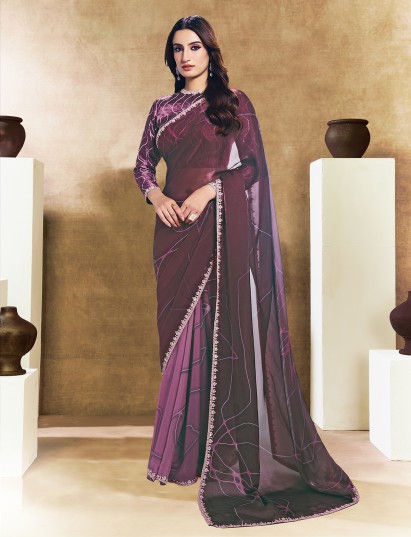 Classic wine abstract festive saree