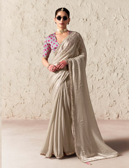 Lavish light grey digital saree