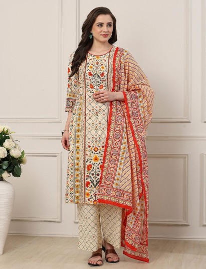 Beige heritage print palazzo festive ensemble