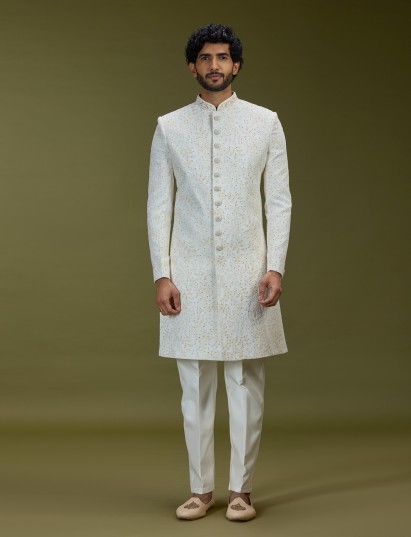 Off white exquisite swarovski luxury mens sherwani