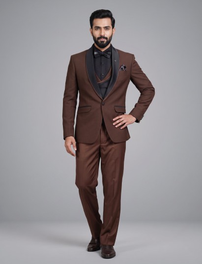 Coffee brown shawl lapel tuxedo set