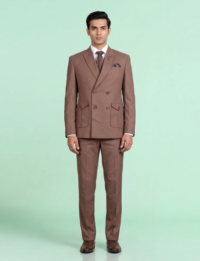 Mocha brown double-breasted coat suit