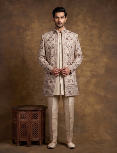 Multicolor heritage mens indo western