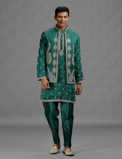 Rama green opulent mens waistcoat set
