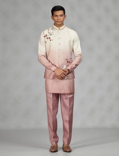 Dusty blush floral mens waistcoat set
